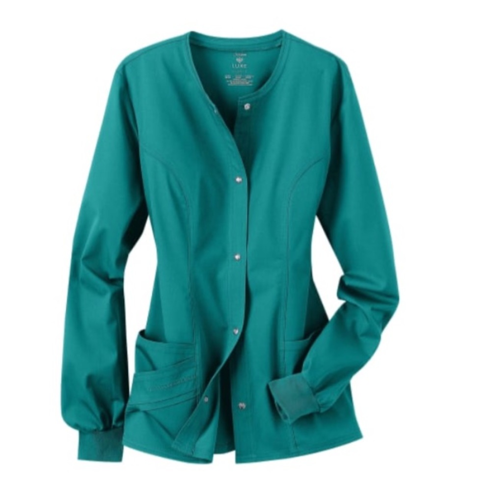 Cherokee Luxe Snap Front Warm Up Jacket in teal